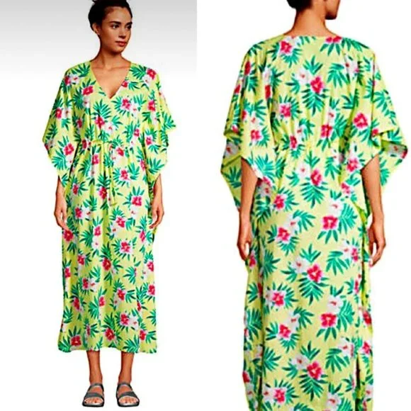 Lands' End | Swim | Lands End Pineapple Bliss Tropical Floral Cotton Coverup  Maxi Dress | Poshmark